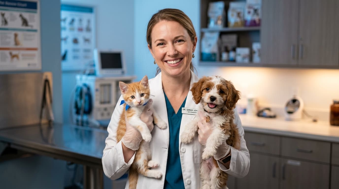 Dokter hewan profesional GoodPets merawat kucing dan anjing